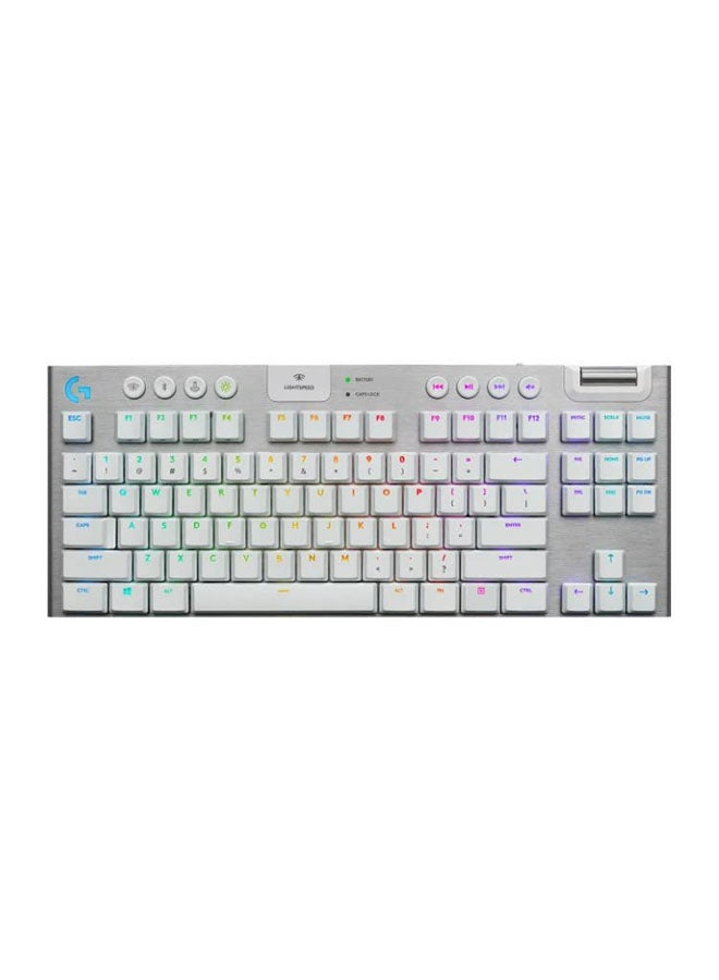 Logitech - Logitech G915 TKL Tenkeyless Lightspeed Wireless RGB Mechanical Gaming Keyboard - White - Image 1