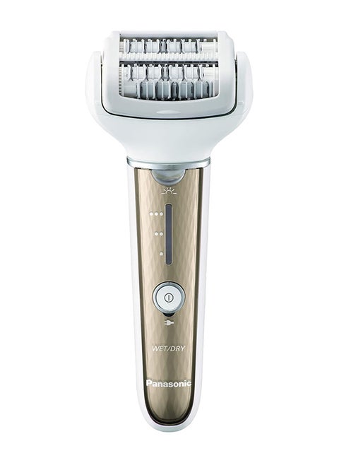 Cordless Shaver And Epilator Es-El3A-N For Women 4-Piece Kit, Gentle WetDry Hair Removal For Legs, Underarms, Bikini White/Gold