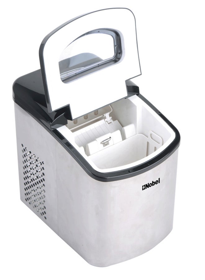 Nobel Ice Cube Maker, 1.7L Water Tank, 10-12 kg/24 Hrs Capacity, Quick 9 Bullet Ice Cubes in 6-9 Minutes, LED Indicators, Full Ice Bin & Low Water Alarms, Black Plastic Cover, Premium Stainless Steel 1.7 L 150 W NIM18S Silver  - Image 2