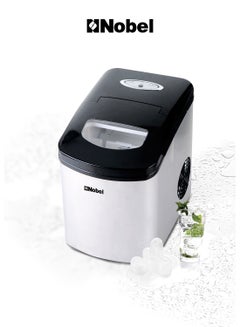 Nobel Ice Cube Maker, 1.7L Water Tank, 10-12 kg/24 Hrs Capacity, Quick 9 Bullet Ice Cubes in 6-9 Minutes, LED Indicators, Full Ice Bin & Low Water Alarms, Black Plastic Cover, Premium Stainless Steel 1.7 L 150 W NIM18S Silver  - Image 1