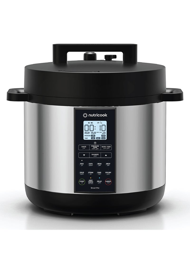 nutricook - Aluminium Smart Pot 2 Prime 9 Appliances In 1 Pressure Cooker/Sauté Pot/Slow Cooker/Rice Cooker/Cake Maker/Steamer/Yogurt Maker And Food Warmer 8 L 1200 W SP208P Silver - Image 1