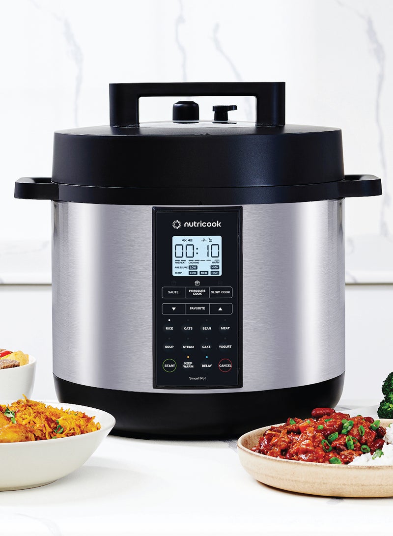 nutricook - Aluminium Smart Pot 2 Prime 9 Appliances In 1 Pressure Cooker/Sauté Pot/Slow Cooker/Rice Cooker/Cake Maker/Steamer/Yogurt Maker And Food Warmer 8 L 1200 W SP208P Silver - Image 1