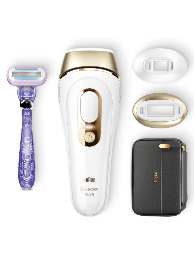 Silk·Expert Pro 5, At-Home Laser, Ipl Hair Removal Device, Permanent Visible Hair Removal, 1 Standard And 1 Precision Head & Venus Razor, Gift For Women, Pl5147 Gold/White - pnsku/N53386229A/45/_/1736840131/af85c9d5-12ba-4a12-a4d8-f4c07dcdf7af