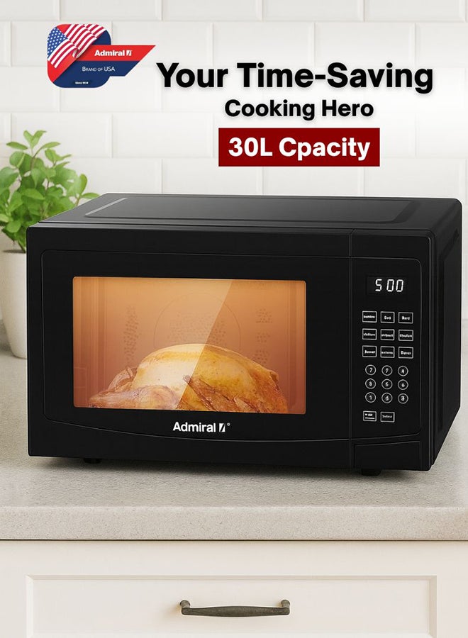Admiral 30L Microwave Oven, 800W Power, Mechanical Control, Large Capacity, Compact Design – 1 Year Warranty – Black 30 L 800 W ADMW30WSWP Black - Image 2