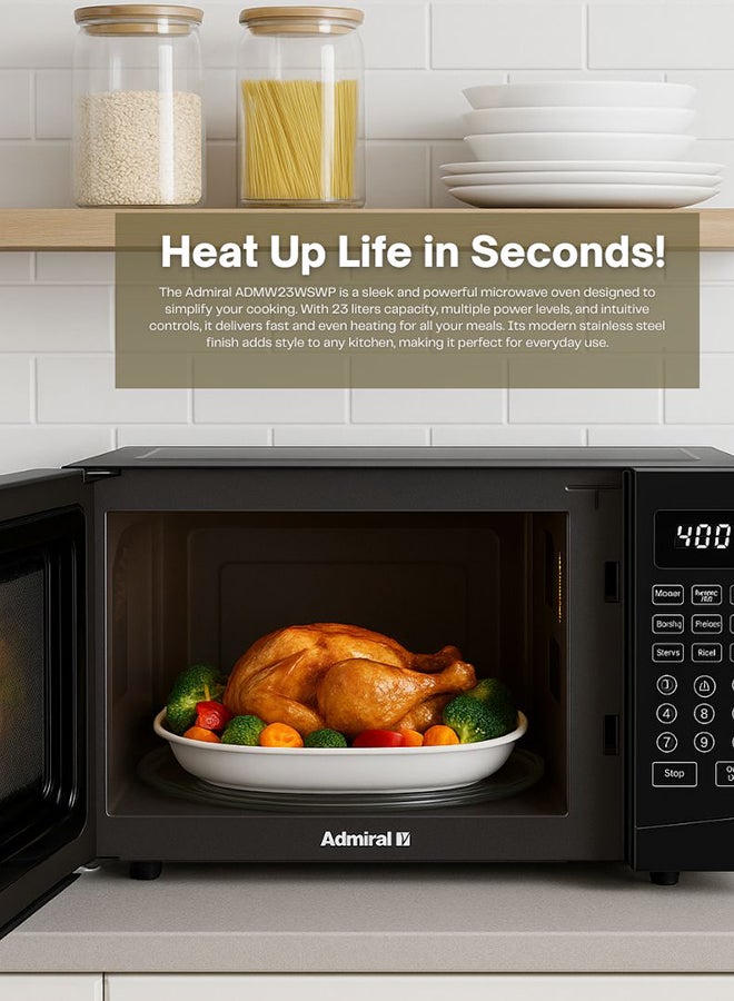 Admiral 30L Microwave Oven, 800W Power, Mechanical Control, Large Capacity, Compact Design – 1 Year Warranty – Black 30 L 800 W ADMW30WSWP Black - Image 3