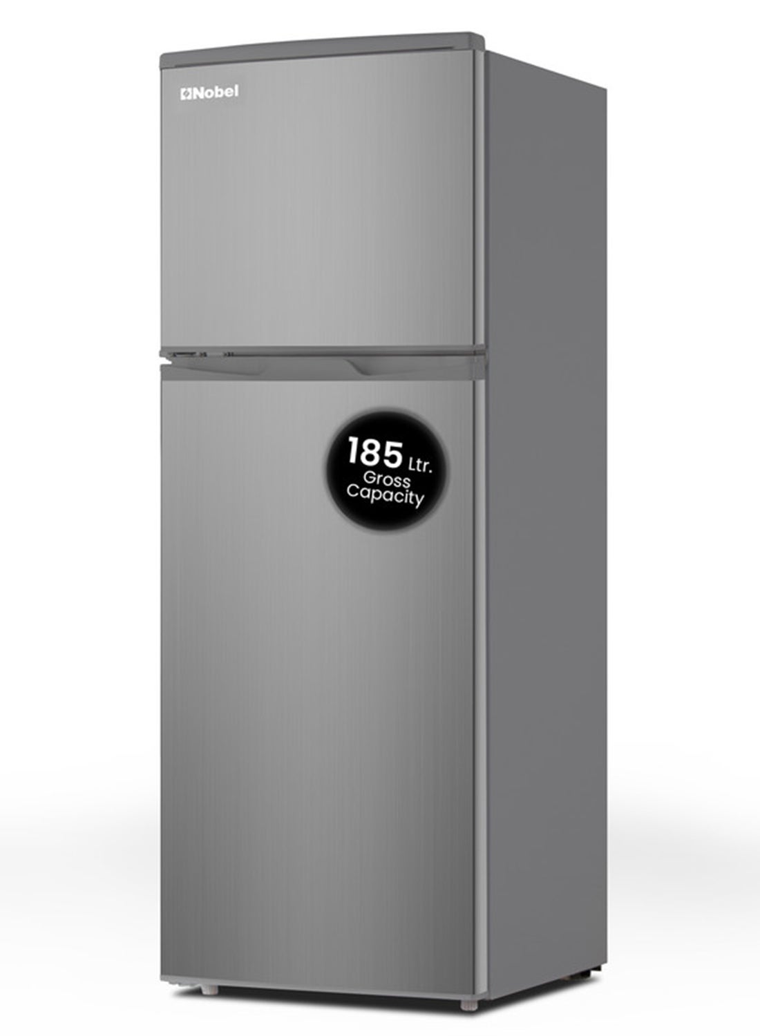 185 L Gross / 125 L Net, Double Door Refrigerator,  Defrost, R600a Refrigerant, 3 Star Esma, Temperature Control, Inside Light, Inside Condenser, Vegetable Crisper, Bottle Racks, Removable Gasket, Adjustable Foot NR185RSI Inox Colour 