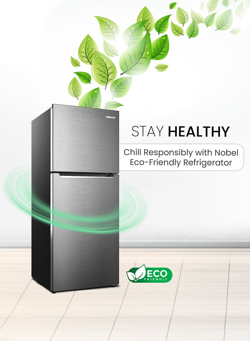 Nobel - Nobel 550L Gross / 466 Net Capacity Double Door Refrigerator, Electronic Control, No Frost, LED Light, Multi-flow Feature, Inverter Motor, Energy-efficient Cooling, Refrigerant (R600a) NR550NF Silver - Image 1