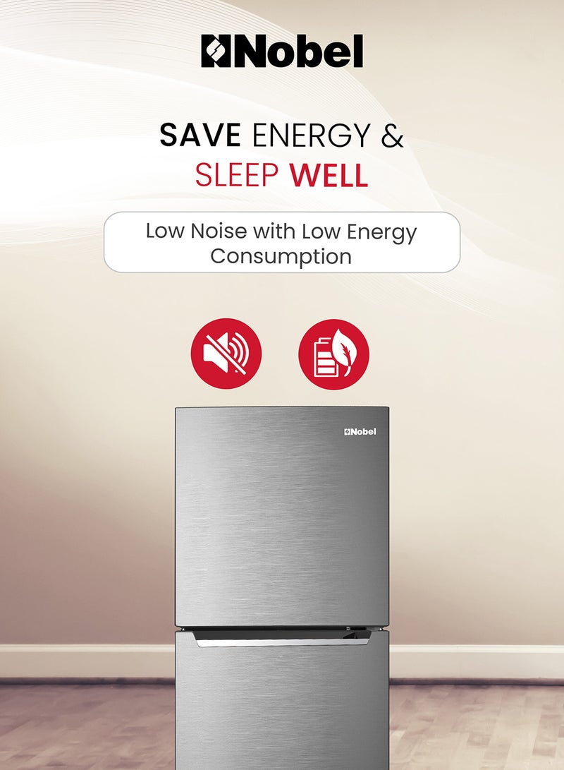 Nobel - Nobel 550L Gross / 466 Net Capacity Double Door Refrigerator, Electronic Control, No Frost, LED Light, Multi-flow Feature, Inverter Motor, Energy-efficient Cooling, Refrigerant (R600a) NR550NF Silver - Image 1