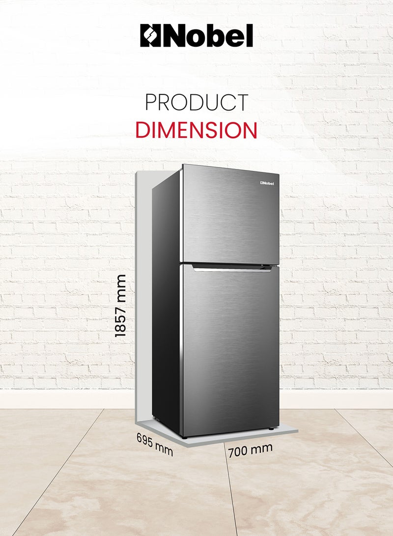 Nobel - Nobel 550L Gross / 466 Net Capacity Double Door Refrigerator, Electronic Control, No Frost, LED Light, Multi-flow Feature, Inverter Motor, Energy-efficient Cooling, Refrigerant (R600a) NR550NF Silver - Image 1