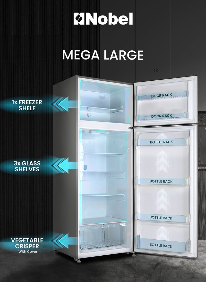 Nobel - Nobel 550L Gross / 466 Net Capacity Double Door Refrigerator, Electronic Control, No Frost, LED Light, Multi-flow Feature, Inverter Motor, Energy-efficient Cooling, Refrigerant (R600a) NR550NF Silver - Image 1