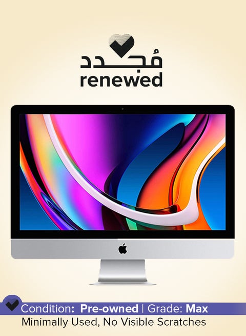 Renewed - iMac A2115 (2020) All-in-One With 27-Inch 5K Display, Core i9 Processor/10-Core/8GB RAM/512GB SSD/macOS English Silver