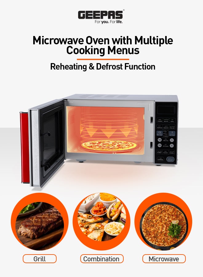 GEEPAS Digital Microwave Oven With Multiple Cooking Menus/Reheating And Defrost Function/Child Lock/Digital Controls 27 L 1400 W GMO1876-27LD Silver  - Image 2