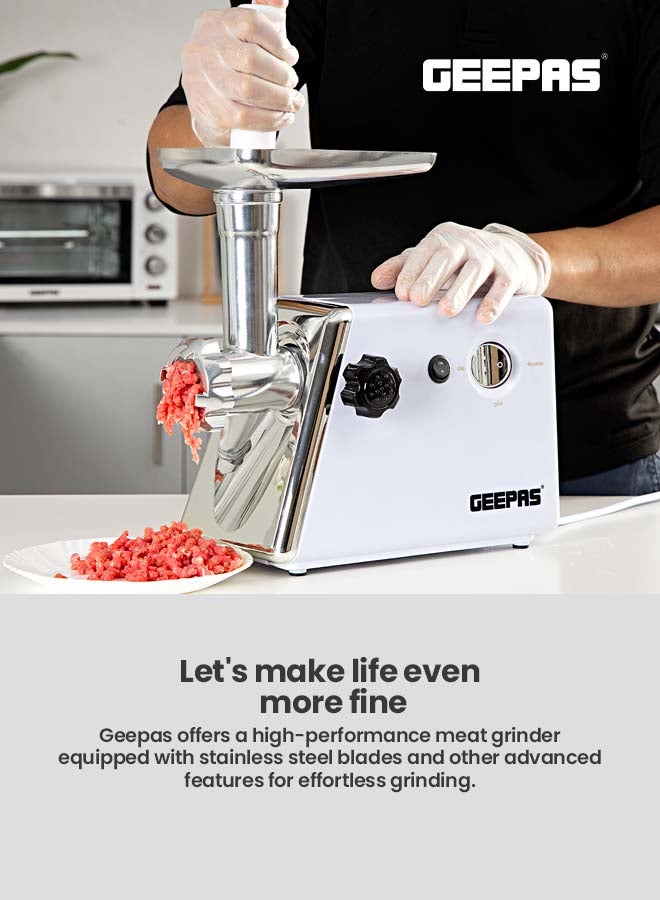 GEEPAS Electric Meat Grinder With Stainless Steel Blade 2000 W GMG746BS White  - Image 2
