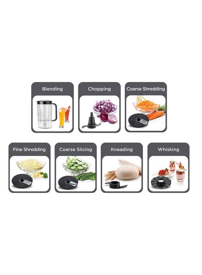 BLACK+DECKER - Food Processor, 25 Functions, 2L Processing Bowl, 2.3L Blender Jar, 2-Speed + Pulse for Chopping, Slicing, Kneading, Whisking, 2 L 750 W FX760SB-B5 Silver/White - Image 1