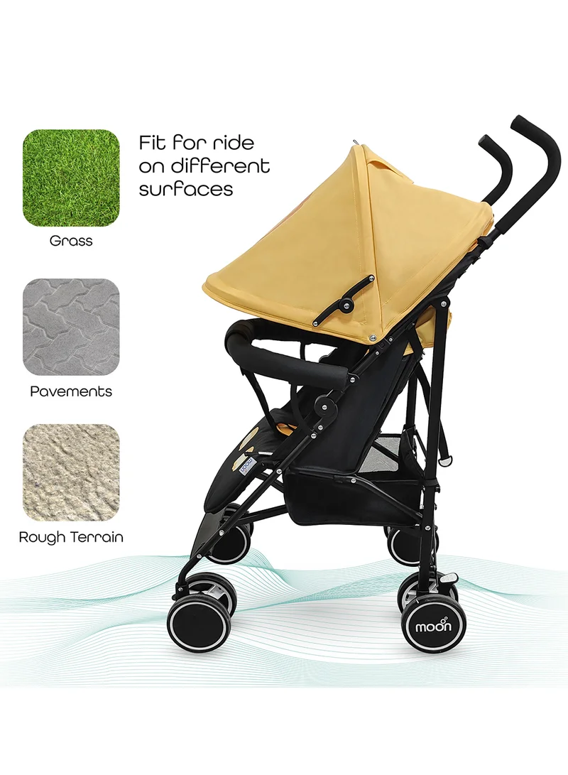 مون Safari Animal-Themed Umbrella Stroller – Compact, Reclining Seat, Storage Basket, Shoulder Strap, Lightweight, Suitable 0m+ to 18kg – Lion