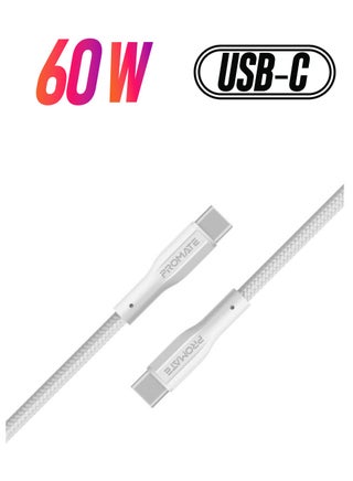 USB-C to USB-C Cable, Premium 60W Power Delivery Fast Charging Type-C Cable with 480Mbps Data Sync and 100cm Anti-Tangle Silicone Cord for Samsung Galaxy S25, iPad Air, Dell XPS 13, XCord-CC. - White - pnsku/N53387410A/45/_/1738232608/a4be3cd0-adb2-4df4-aa06-7e2b67d0efb7