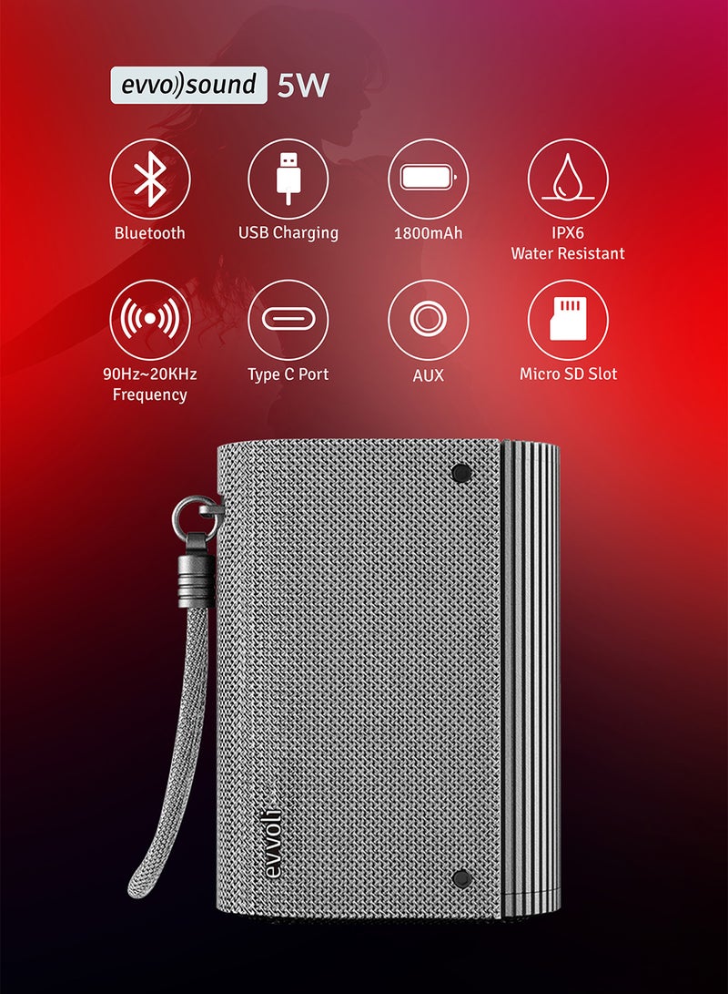 إيفولي مكبر صوت محمول مقاوم للماء بلوتوث لاسلكي 4 ساعات 5 واط - Image 5