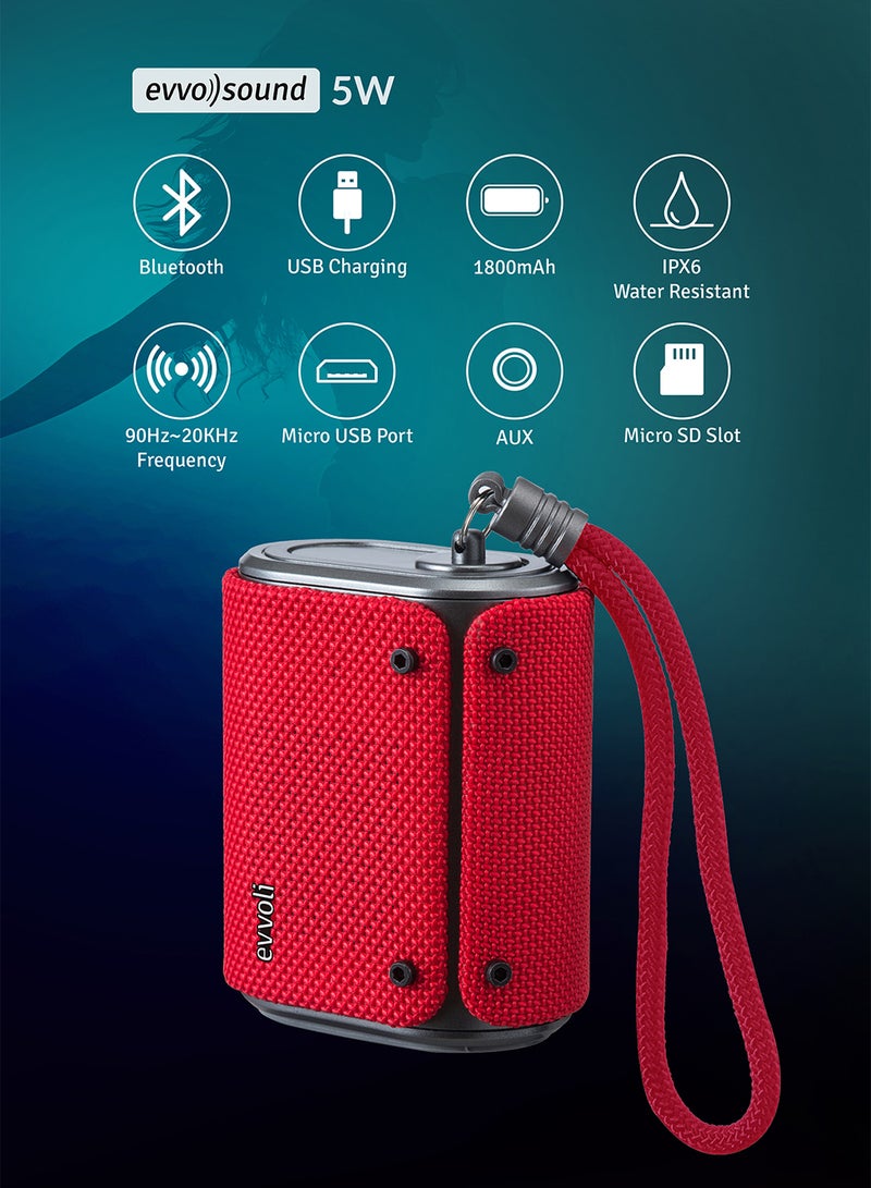 إيفولي سماعة بلوتوث لاسلكية مقاومة للماء لمدة 4 ساعات بقوة 5 وات - Image 5