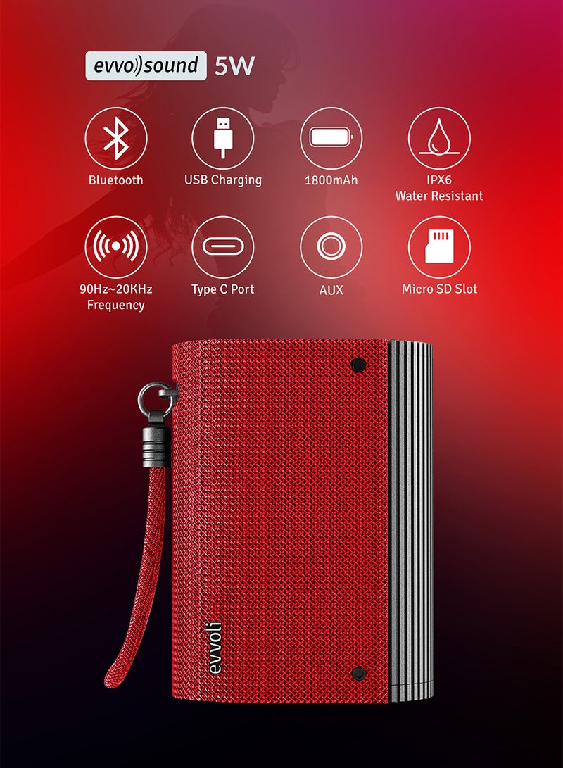 إيفولي سماعة بلوتوث لاسلكية مقاومة للماء لمدة 4 ساعات بقوة 5 وات - Image 5