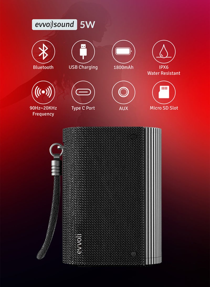 إيفولي سماعة بلوتوث لاسلكية مقاومة للماء لمدة 4 ساعات بقوة 5 وات - Image 5