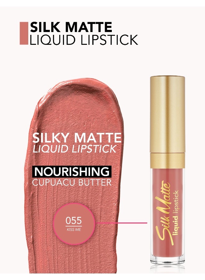 flormar Silk Matte Liquid Lipstick – 055 Kiss Me – High-Pigment Ultra Matte Finish, Long-Wear Comfort, Nourishing Oils, Velvety Smooth Look Ki** Me - Image 4