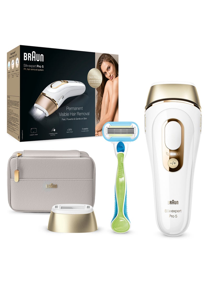 براون جهاز Silk-Expert Pro 5 Ipl PL 5054 مع كيسين ناعمين لشفرات الحلاقة فينوس الإضافية - Image 1