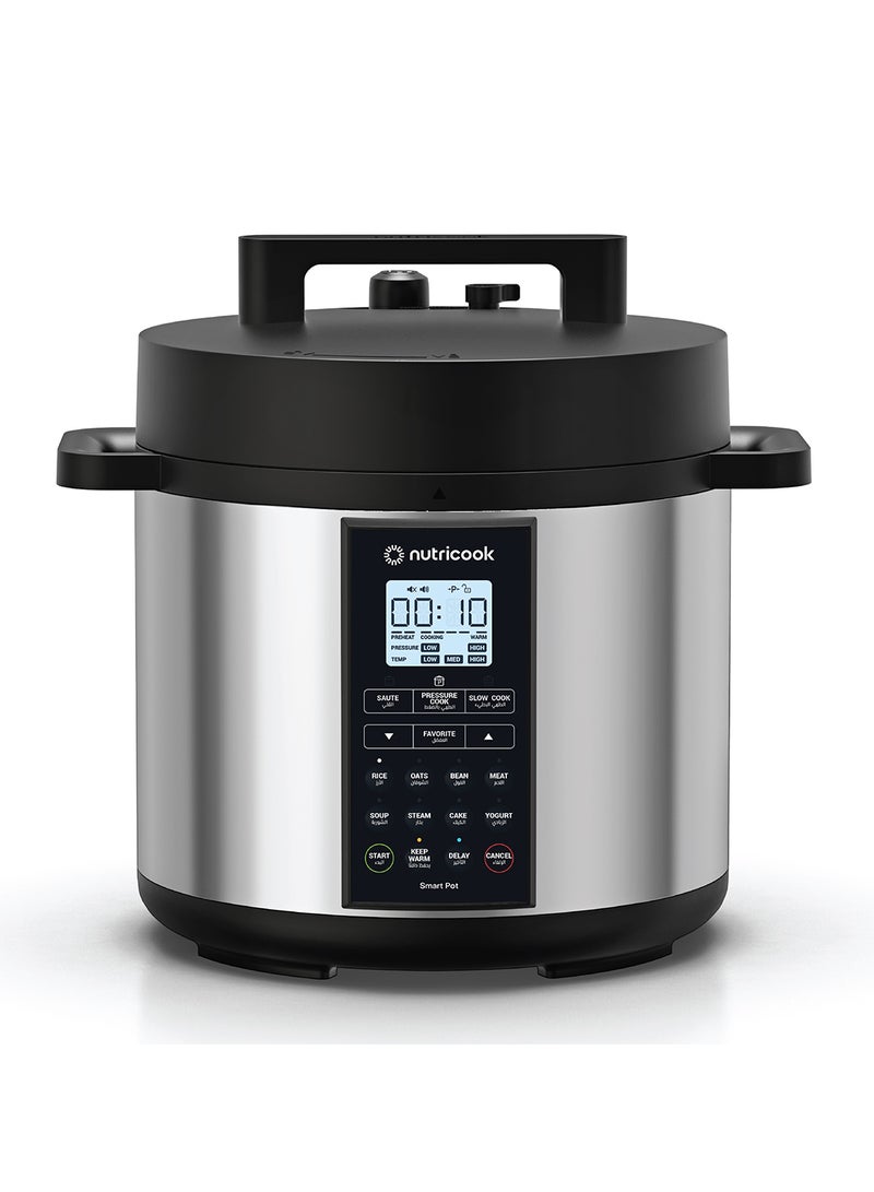 nutricook - Aluminium Smart Pot 2 Prime 9 Appliances In 1 Pressure Cooker/Sauté Pot/Slow Cooker/Rice Cooker/Cake Maker/Steamer/Yogurt Maker And Food Warmer 6 L 1000 W SP204P Silver - Image 1
