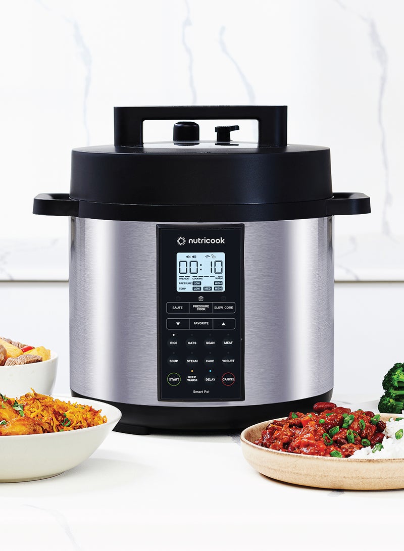 nutricook - Aluminium Smart Pot 2 Prime 9 Appliances In 1 Pressure Cooker/Sauté Pot/Slow Cooker/Rice Cooker/Cake Maker/Steamer/Yogurt Maker And Food Warmer 6 L 1000 W SP204P Silver - Image 1