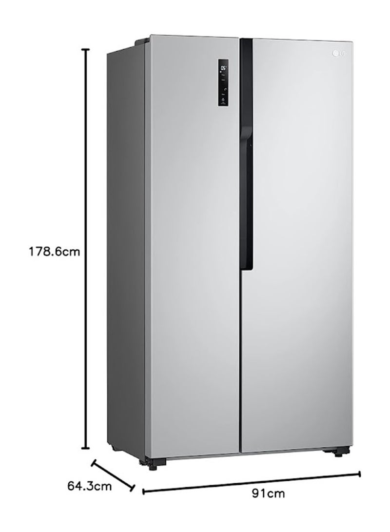 LG 519L Net Capacity Side by Side Refrigerator with No Frost, iverter Compressor, Multi Air Flow with touch LED Display 361 W GRFB587PQAM Silver 361 W GRFB587PQAM Silver - Image 3