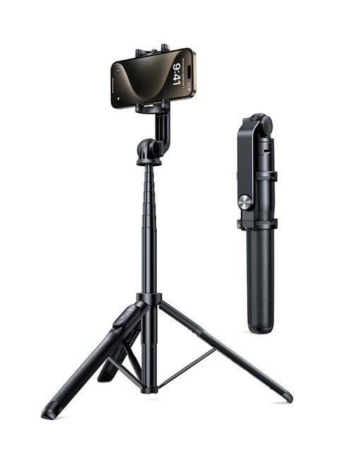 Selfie Stick Tripod, 60 inch/152cm Extendable Phone Tripod Alloy Camera Stand With Bluetooth Remote Shutter, All in One Tripod For iPhone 16/15 series, Samsung Galaxy S24 S23, Xiaomi, Cameras Black