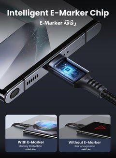 يو جرين كيبل شحن USB C سريع 100 واط بطول 2 متر، كيبل شحن سريع PD3.0 SCP BC1.2 5 امبير، كيبل type C مضفر لاجهزة ايباد ميني 6، ماك بوك برو، اير، ايباد برو 12.9 انش، سلسلة ايفون 15،سامسونج S23+، هواوي P60، الخ أسود  - Image 5