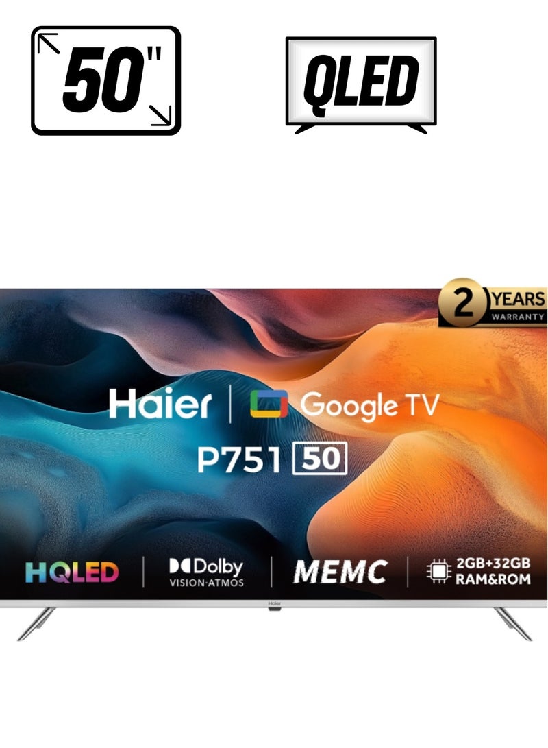 هاير - هاير 50 ​​بوصة - موديل HQLED 2023 - نظام تشغيل جوجل - جهاز استقبال مدمج - شريط صوت مدمج مع دولبي - وضع الألعاب معدل تحديث 120 هرتز H50P751UX أسود H50P751UX أسود - Image 1