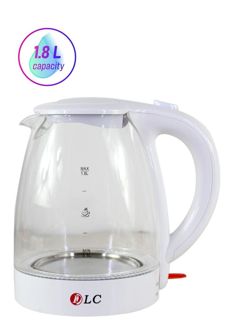 دي إل سي  غلاية كهربائية زجاجية 1.8 لتر 2200 وات dlc-38120 أبيض/شفاف/أحمر 1.8 L 2200 W DLC-38120 ابيض  - Image 1