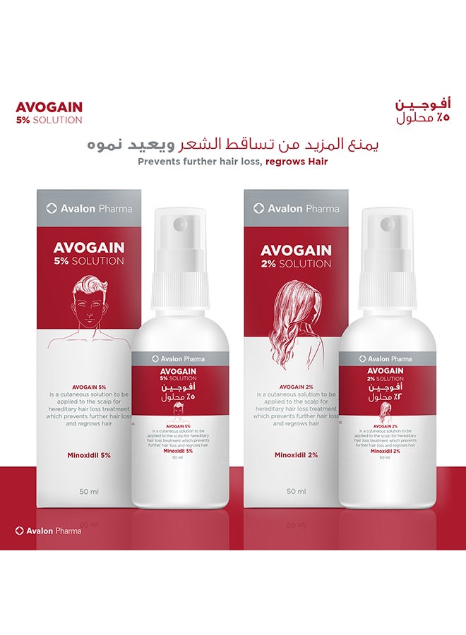 Avalon Pharma - Avogain 5% Minoxidil Solution 50 ml 3 Month Supply 3 pack (50)ml - Image 1