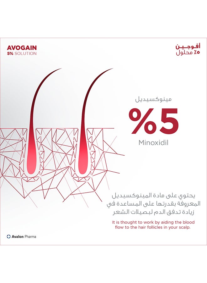 Avalon Pharma - Avogain 5% Minoxidil Solution 50 ml 3 Month Supply 3 pack (50)ml - Image 1