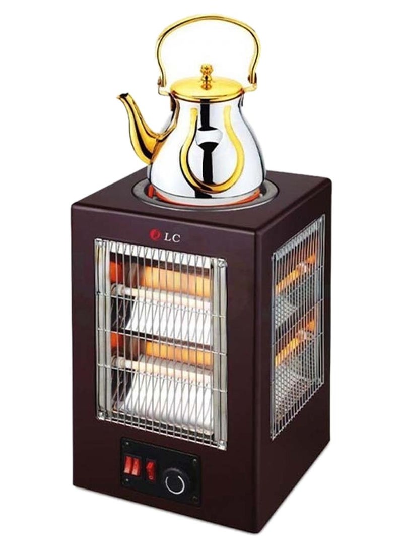 DLC 2-In-1 Electric Room Heater With Hot Plate 2000 W DLC-R5842 Brown/Gold/Silver - Image 1