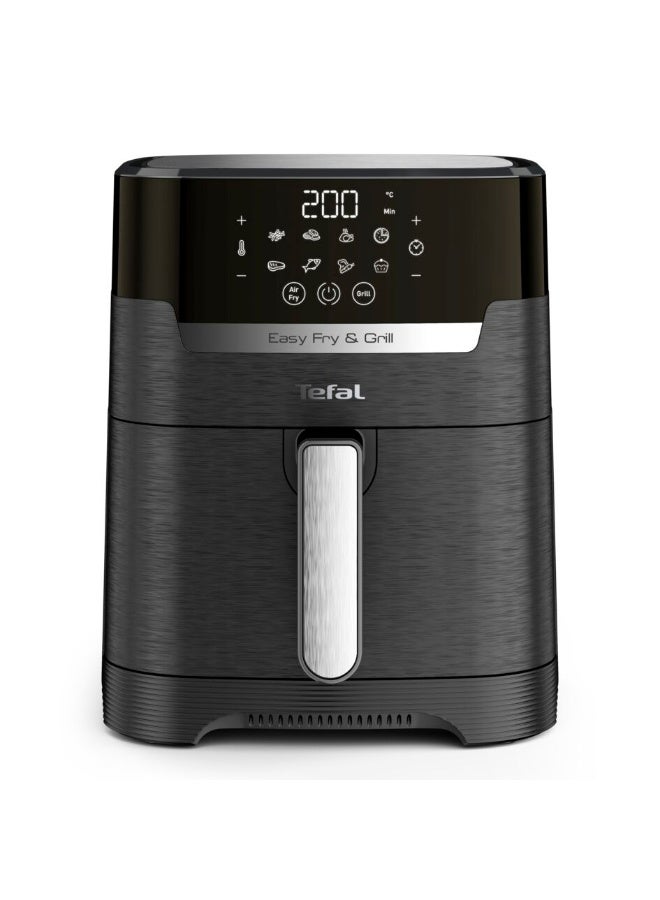 TEFAL Easy Fry & Grill 2-in-1 Precision, Air fryer + Grill, Healthy Cooking, Touchscreen, 8 Automatic Programs, Fast, Digital Recipe Book, 4.5 L Capacity, Easy to Clean, EY505827 4.2 L 1550 W EY505827 Midnight Black