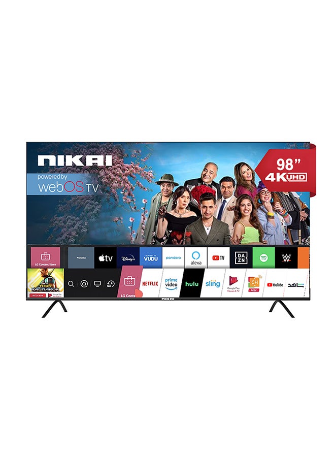 نيكاي تلفزيون ذكي 100 بوصة UHD LED WebOS سلسلة بلاتينية، جهاز تحكم عن بعد سحري، تصميم شاشة سينمائية 4K Ultra HDR، صوت دولبي، تحكم صوتي ذكي، تطبيقات يوتيوب، نيتفليكس، شاهد - Image 1