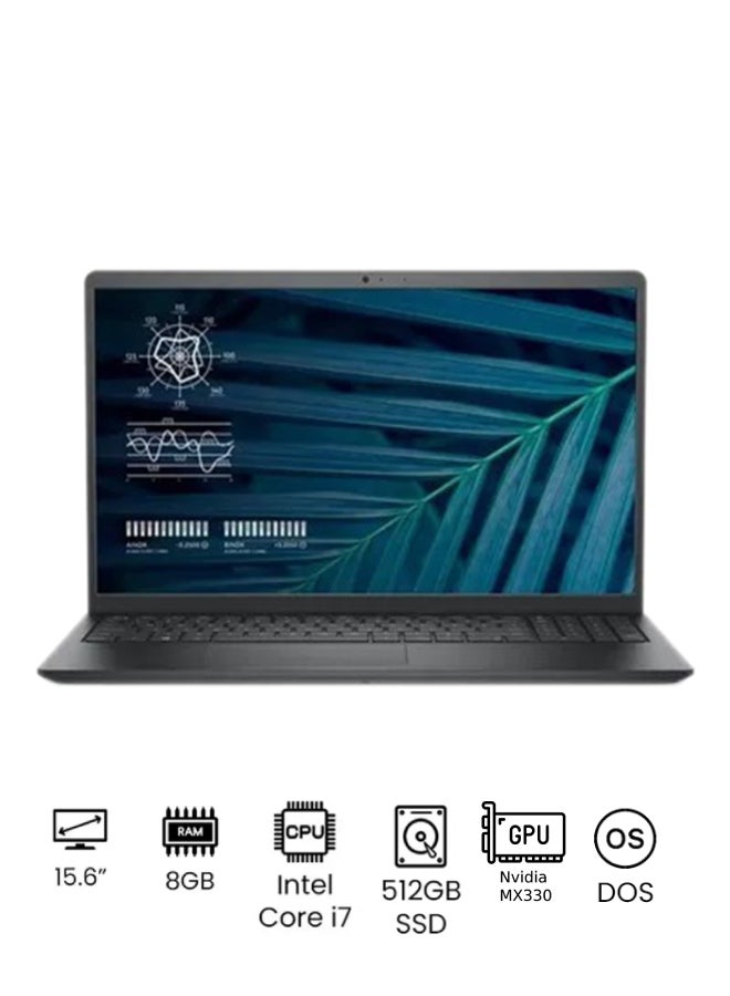 ديل كمبيوتر محمول Vostro 3510 بشاشة FHD مقاس 15.6 بوصة، ومعالج Core i7-1165G7/ وذاكرة الوصول العشوائي 8 جيجابايت/ ومحرك أقراص SSD سعة 512 جيجابايت/DOS (بدون نظام التشغيل Windows) وبطاقة NVIDIA GeForce MX330 سعة 2 جيجابايت - Image 1