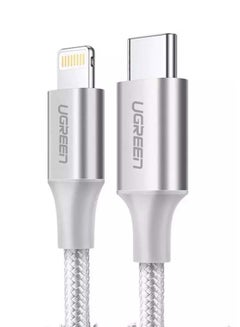 Ugreen Aluminum Shell Braided USB-C To Lightening Cable 1M Silver  - Image 1