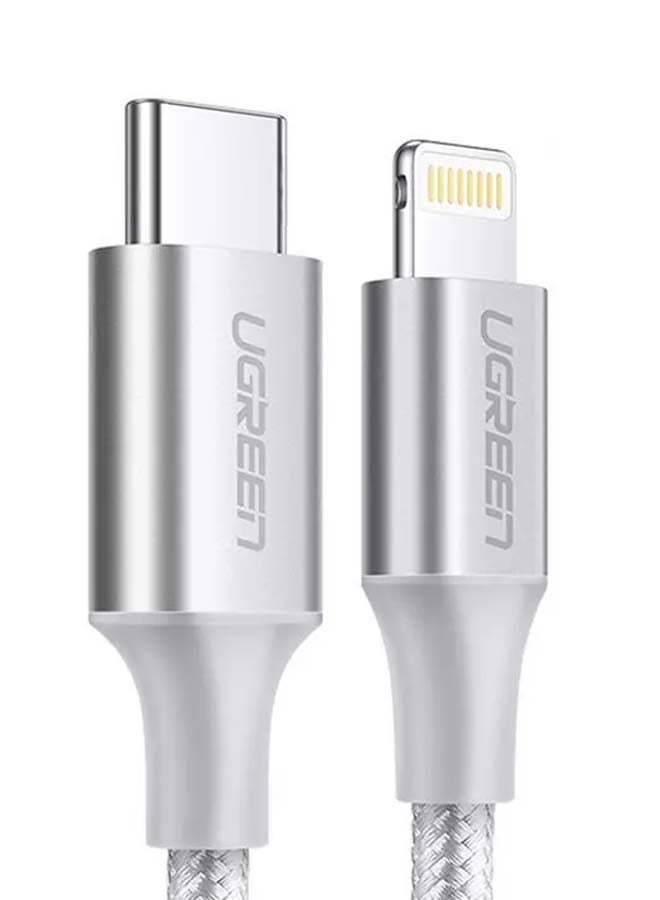 Ugreen Aluminum Shell Braided USB-C To Lightening Cable 1M Silver  - Image 2