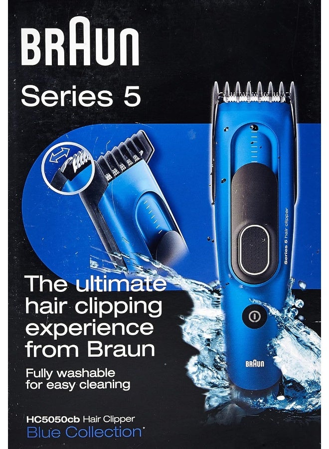 BRAUN - HC 5050 Rechargeable Hair Clipper Fully Washable Blue - Image 1