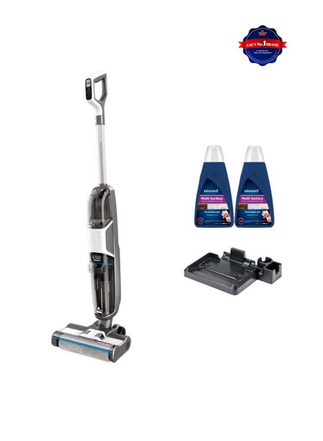 بيسيل بيسل CrossWave HF3 3598E – مكنسة لاسلكية للأرضيات الصلبة ولأسطح متعددة، تنظيف رطب وجاف، شفط قوي للأوساخ والشعر والبقع | مع ضمان سنتين من بيسل 220 W 3598E لون فضي - Image 1