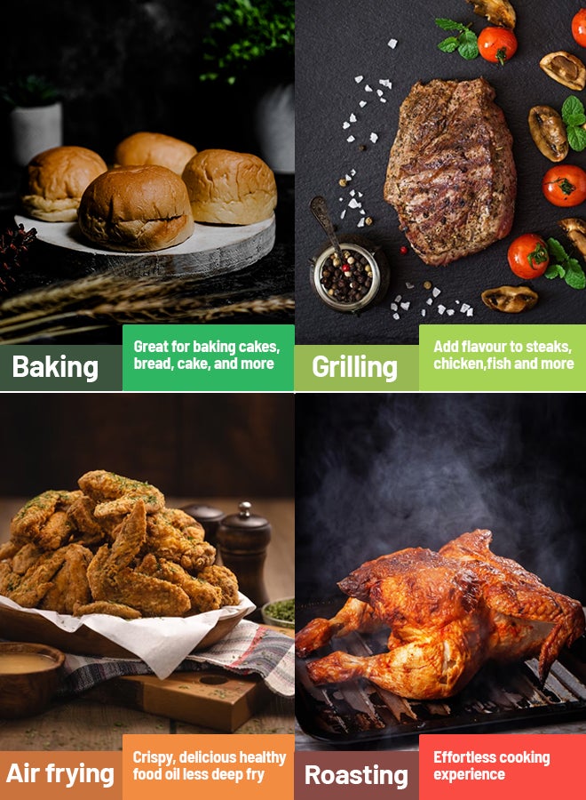 GEEPAS - Digital Air Fryer - Equipped With Vortx Air Frying Technology| Oil Free Cooking  Digital Display With Touch Screen| 10 Preset Cooking Modes, 1-60 Minutes Timer| Ideal For Making Fries, Steak, Chicken, Cake, Meat, Bread Etc 5 L 1600 W GAF37527 Black - Image 1