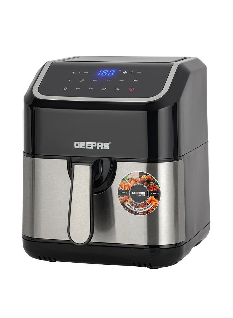 GEEPAS - Digital Air Fryer - Equipped With Vortx Air Frying Technology| Oil Free Cooking  Digital Display With Touch Screen| 10 Preset Cooking Modes, 1-60 Minutes Timer| Ideal For Making Fries, Steak, Chicken, Cake, Meat, Bread Etc 5 L 1600 W GAF37527 Black - Image 1