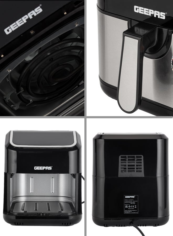 GEEPAS - Digital Air Fryer - Equipped With Vortx Air Frying Technology| Oil Free Cooking  Digital Display With Touch Screen| 10 Preset Cooking Modes, 1-60 Minutes Timer| Ideal For Making Fries, Steak, Chicken, Cake, Meat, Bread Etc 5 L 1600 W GAF37527 Black - Image 1