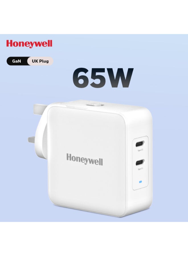 Gan 65W Ultrafast Laptop Charger Dual Usbc For Laptop Dell Hp Macbook Oneplus Ipad Iphone 16/15/14/13/12/11 Google Pixel And Samsung Galaxy 3 Yrs Manufacturer Warranty White White