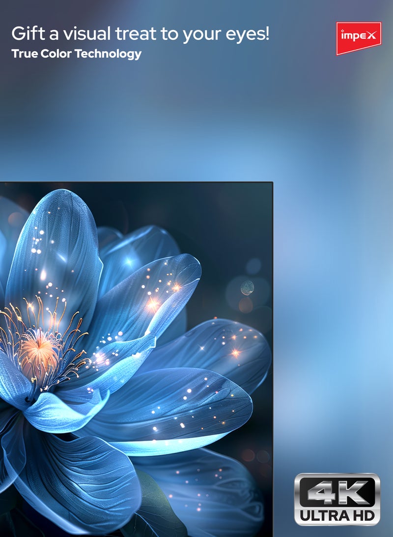 Impex 70 Inch 4K UHD Smart LED TV - Android, Quad Core, Frameless, A+ Panel, Wi-Fi, 3 HDMI, 2 USB, RJ45, DVB-T2, 3840x2160 Resolution, 176° View, Slim Design, 2 Year Warranty - Gloria 70 Smart - Black GLORIA 70 UHD SMART Black - Image 4