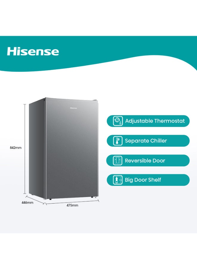 Hisense 122L Capacity Single Door Refrigerator with Manual Defrost,3 Door Balcony, Mechanical Temperature Control, Tampered Glass Shelves RR122D4ASU Silver - Image 2