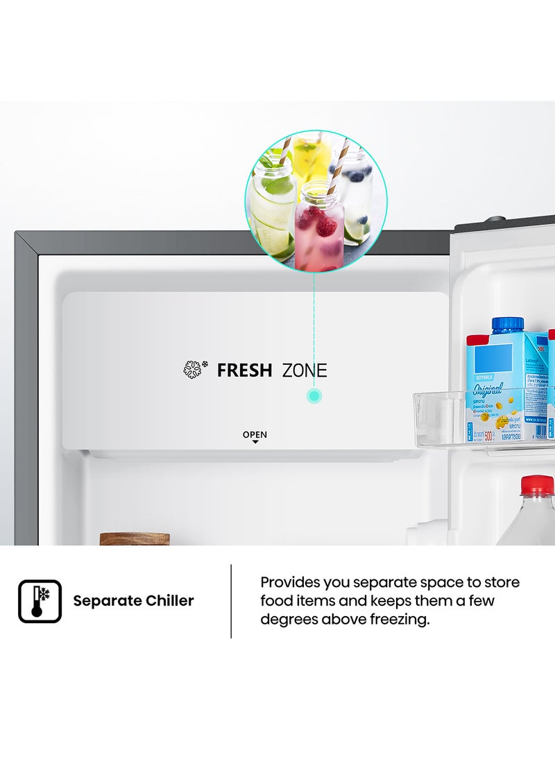 Hisense Gross 122L/Net 93L Single Door Refrigerator Fridge RR122D4ASU, Adjustable Thermostat, Big Door Shelf, Separate Chiller, Reversible Door, Low Noise, Child Lock RR122D4ASU Silver - Image 2